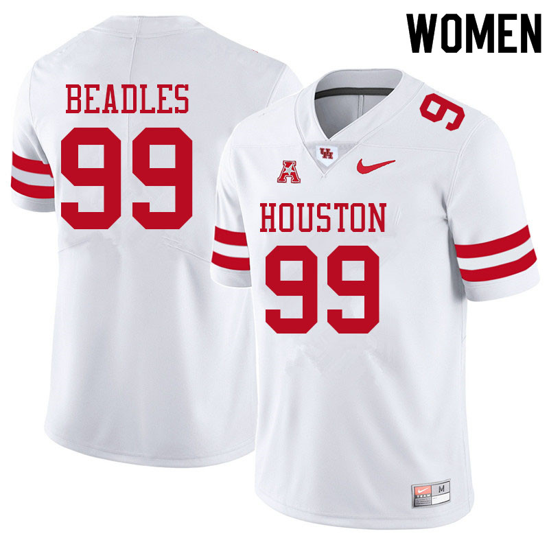 Women #99 Justin Beadles Houston Cougars College Football Jerseys Sale-White - Click Image to Close